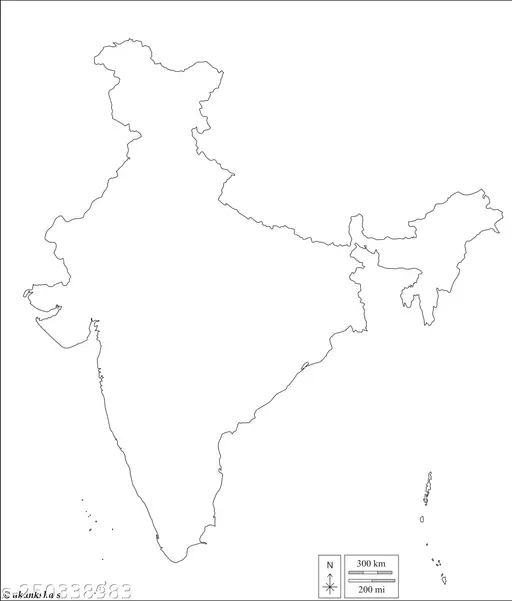 Akankshas outline map of india blank a gsm sheets unruled black white