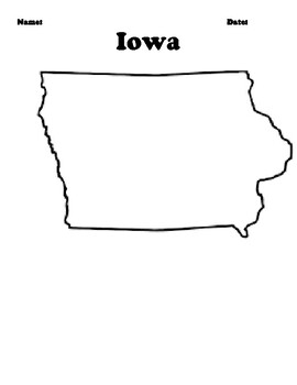 Iowa map blank by northeast education tpt