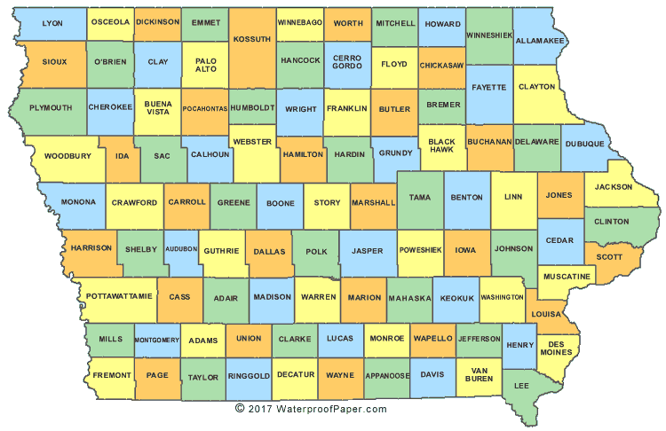 Printable iowa maps state outline county cities