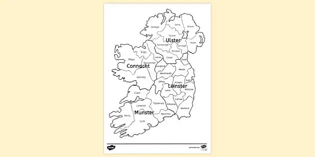 Map of ireland colouring sheet teacher made