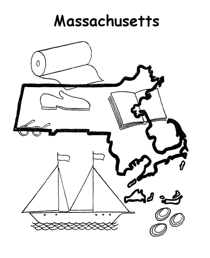 Massachusetts state outline coloring page state outline massachusetts coloring pages