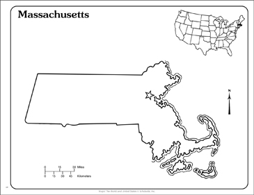 Massachusetts state outline map printable maps