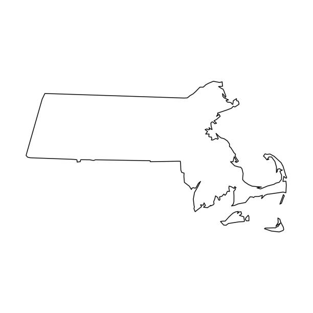 Massachusetts state of usa solid black outline map of country area simple flat vector illustration stock illustration