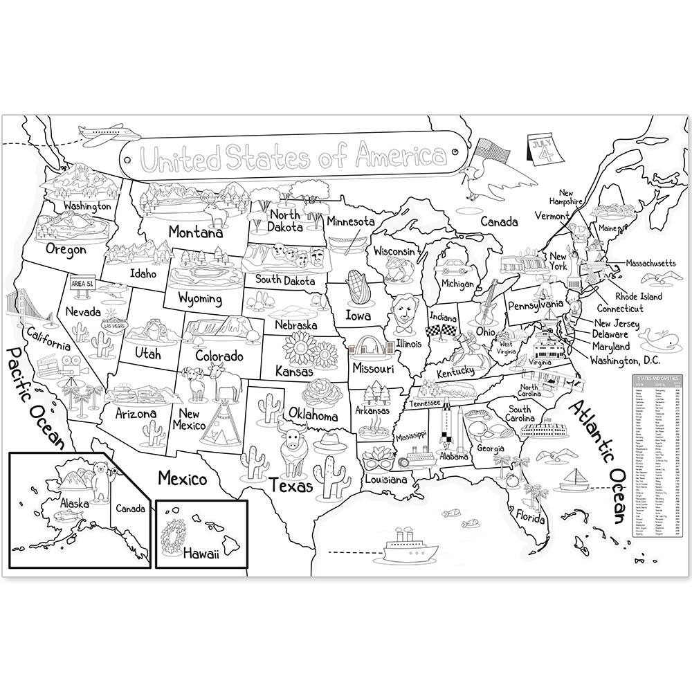 Us map coloring poster x giant coloring posters