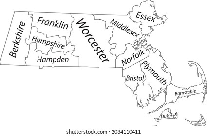White vector map federal state massachusetts stockvektor royaltyfri
