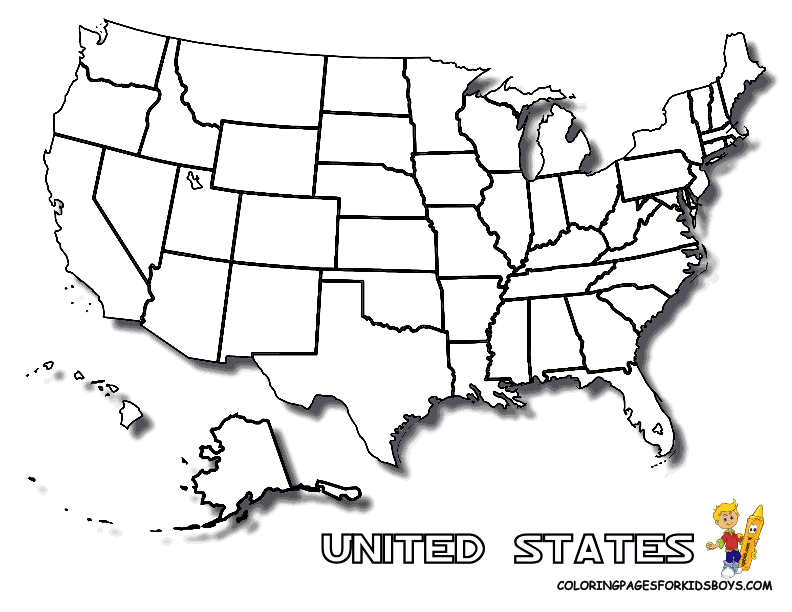 Printable united states map coloring page