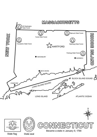 Map of connecticut coloring page free printable coloring pages