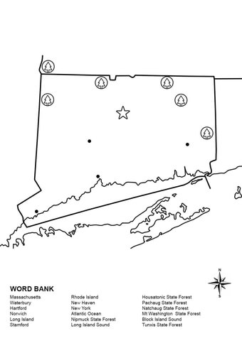 Connecticut map worksheet coloring page free printable coloring pages