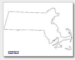 Printable massachusetts maps state outline county cities