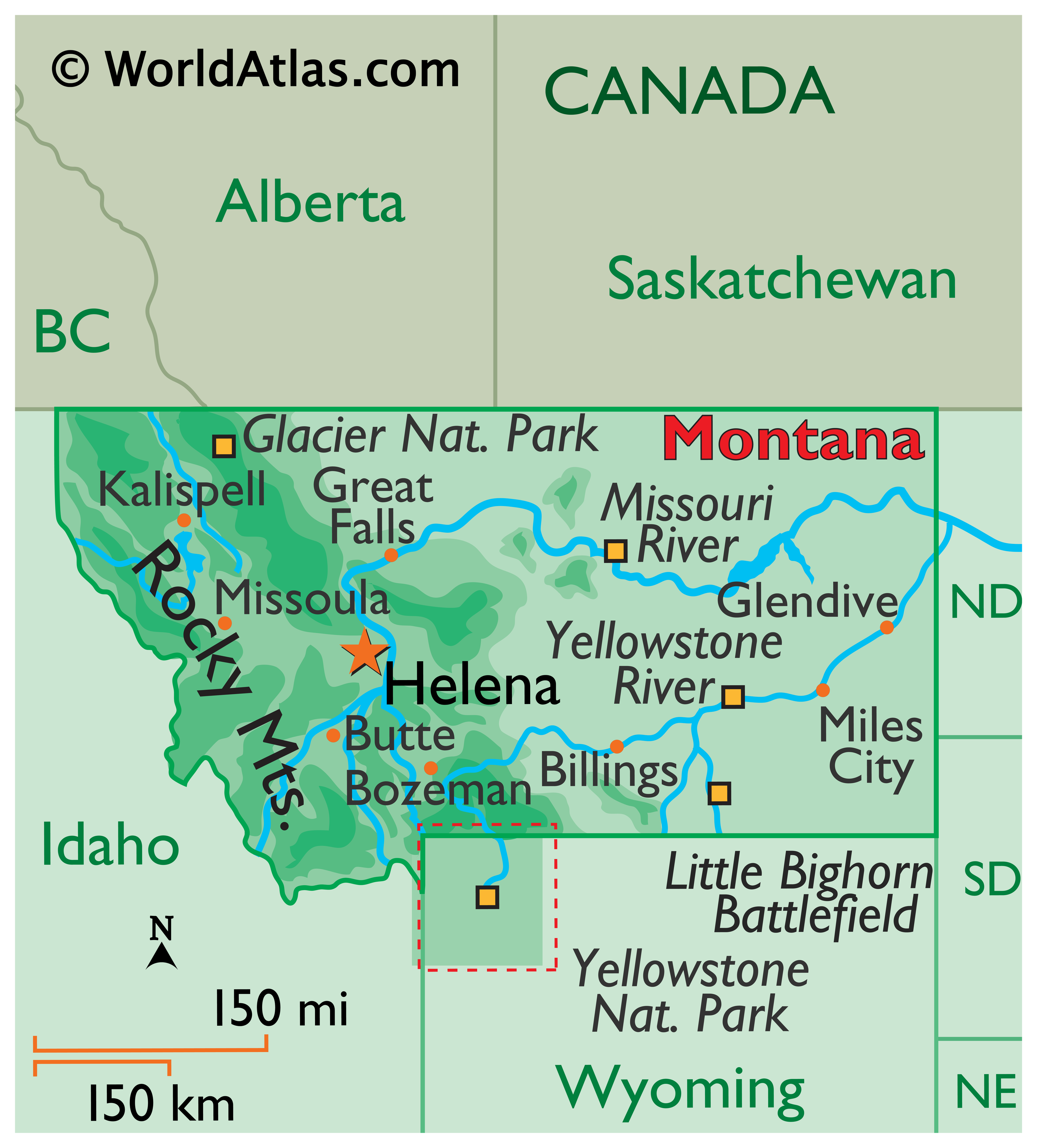 Montana maps facts