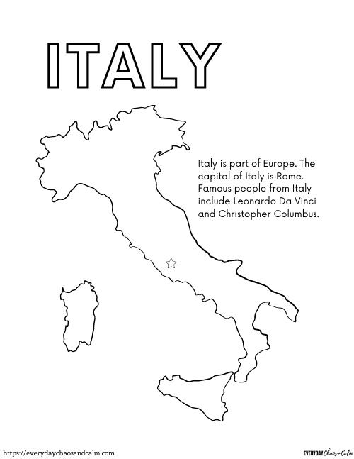 Educational italy coloring pages for kids