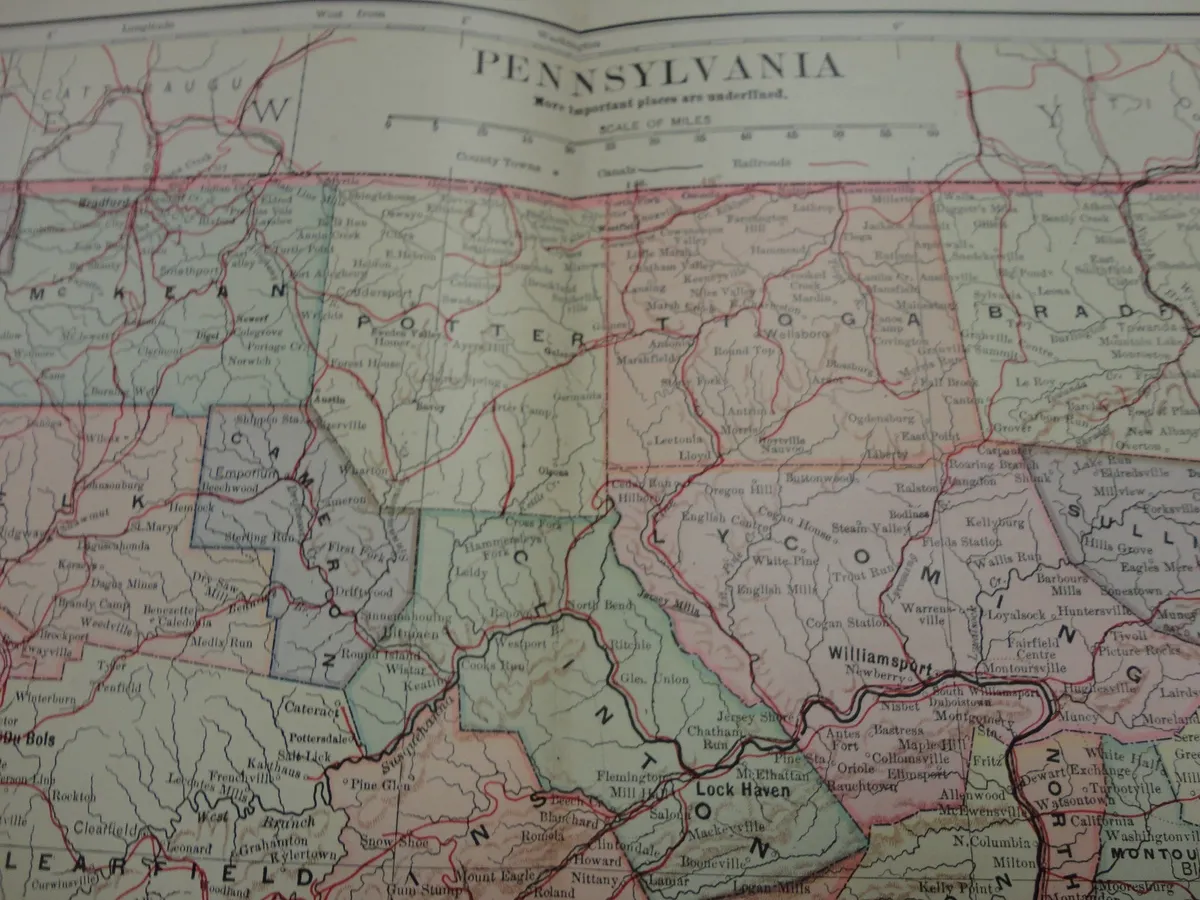 Nice color map of pennsylvania printed by american book co