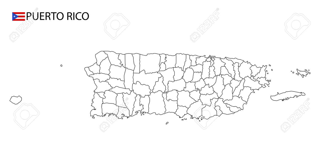 Puerto rico map black and white detailed outline regions of the country vector illustration royalty free svg cliparts vectors and stock illustration image