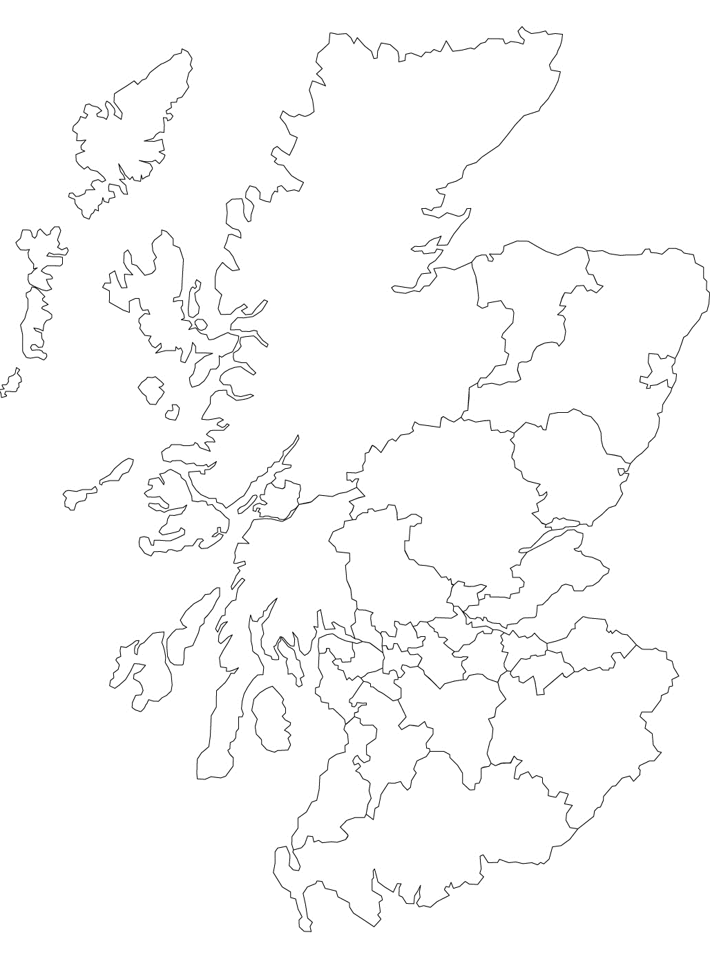 Blank outline maps of scotland
