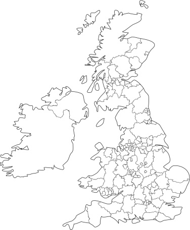 United kingdom map outline white background stock illustration