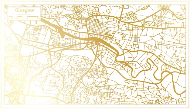 Premium vector glasgow scotland city map in retro style in golden color outline map