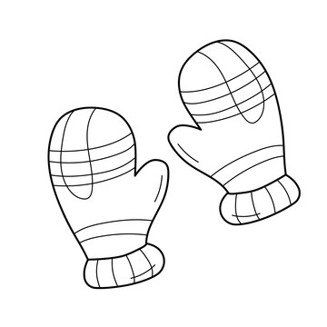 Premium vector coloring book for children mitten with a stripe pattern on white background