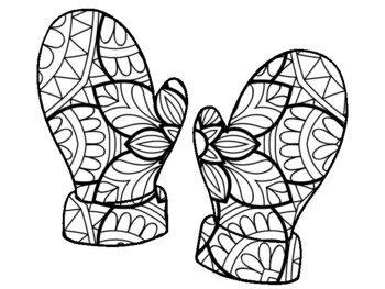 Christmas new year winter mittens coloring pages winter craft activity