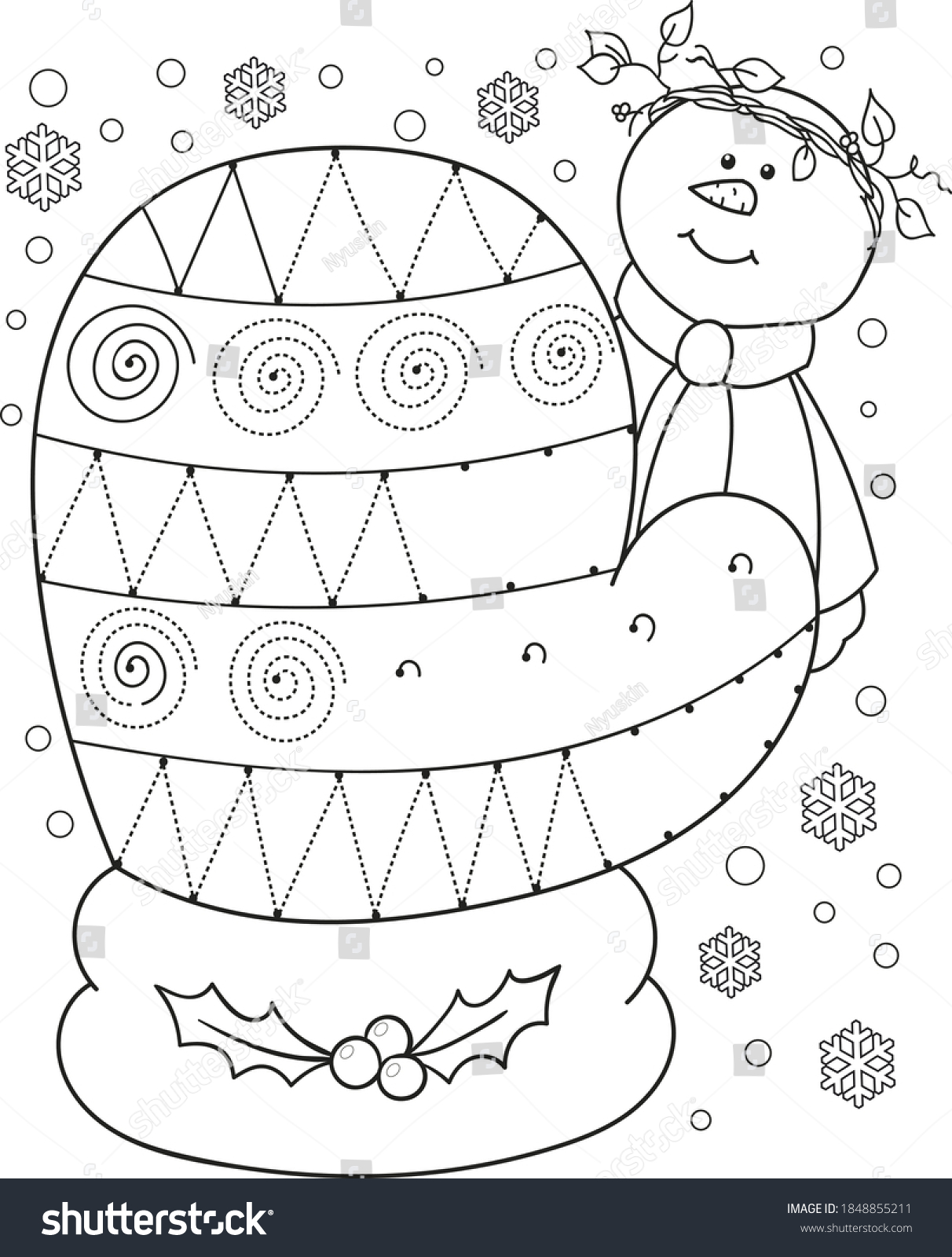 Coloring page outline cartoon mitten educational stock vector royalty free