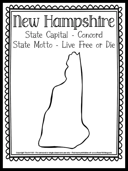 Free printable new hampshire state outline coloring page â the art kit