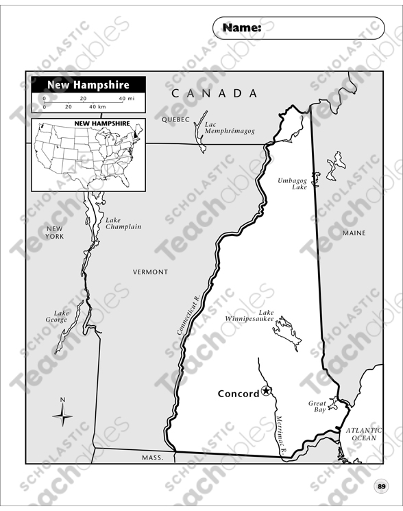 New hampshire map printable maps