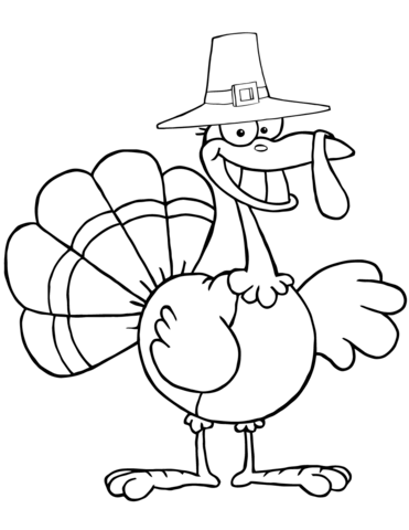 Cartoon pilgrim turkey coloring page free printable coloring pages