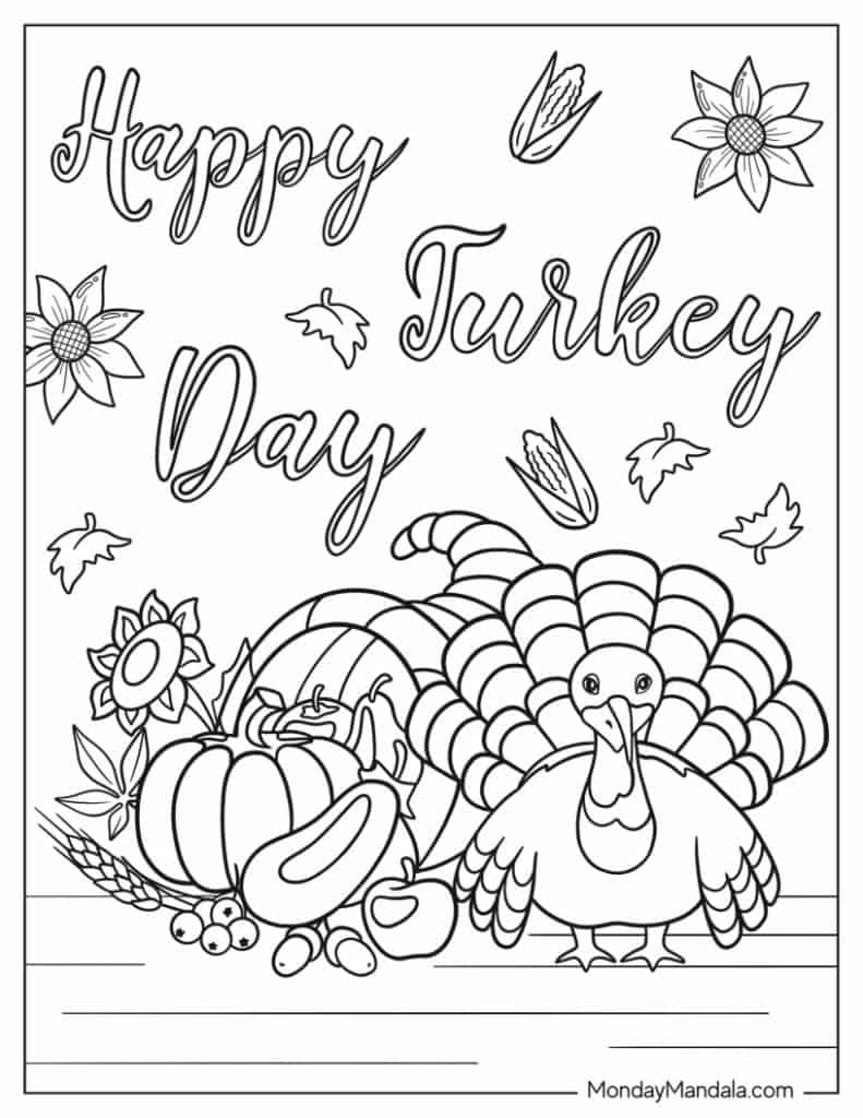 Thanksgiving coloring pages free pdf printables