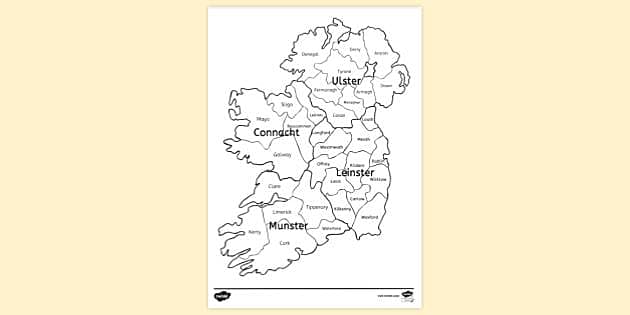 Map of ireland colouring sheet teacher made