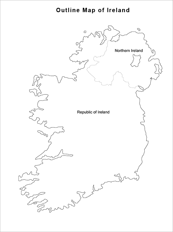 Maps outline map of ireland northern ireland and republic of ireland