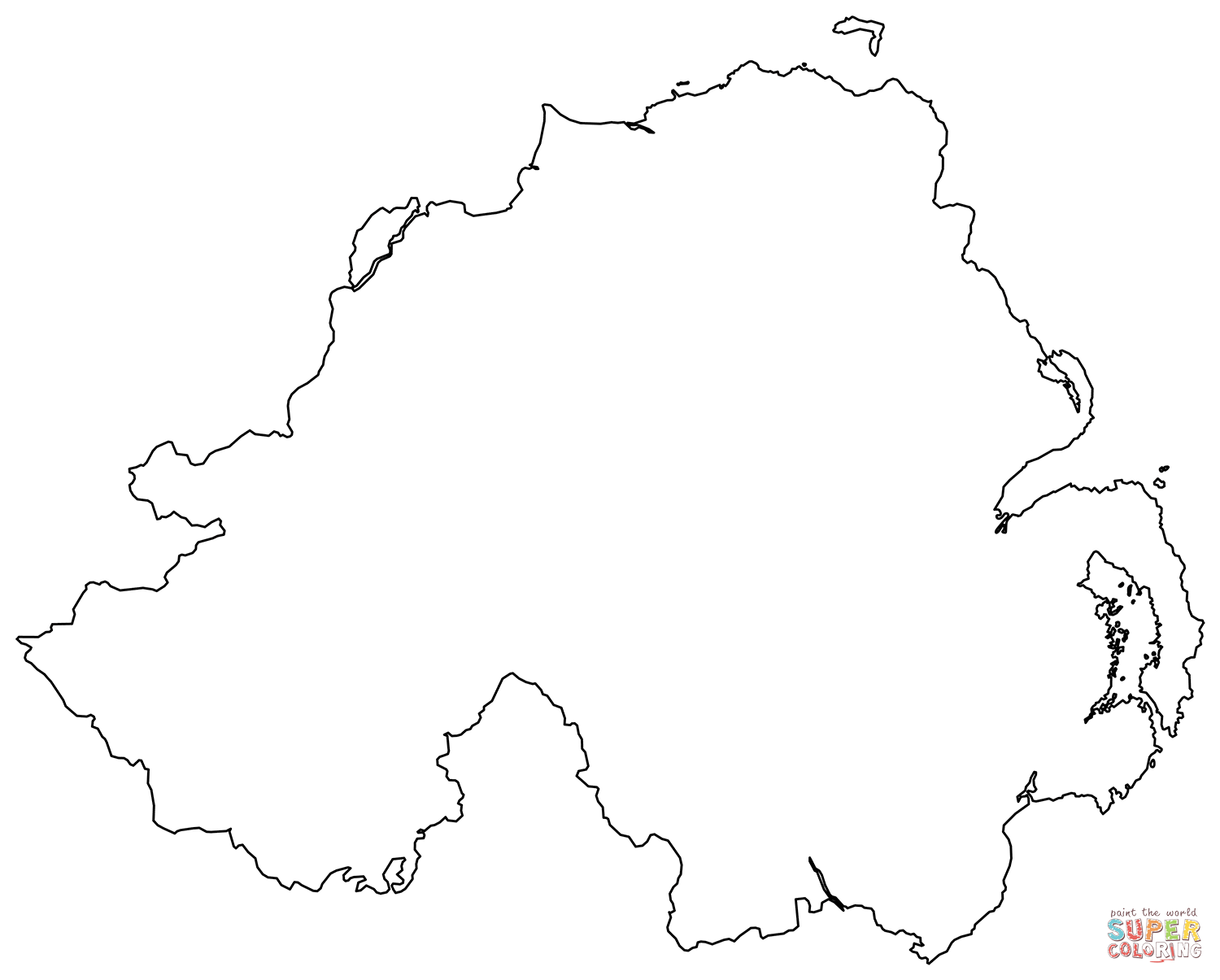 Outline map of northern ireland coloring page free printable coloring pages