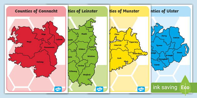 Provinces of ireland map display posters resource