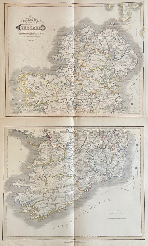 New road map of ireland with all the lines of railway canals cc william lizars