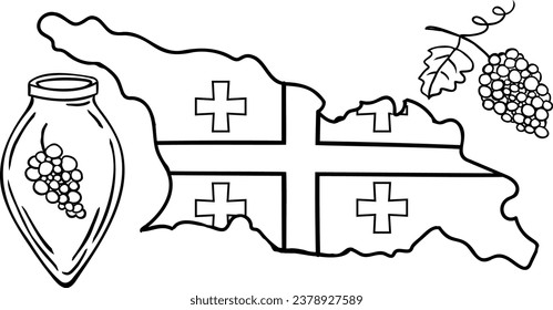 Outline simple map georgia kvevri grape stock vector royalty free