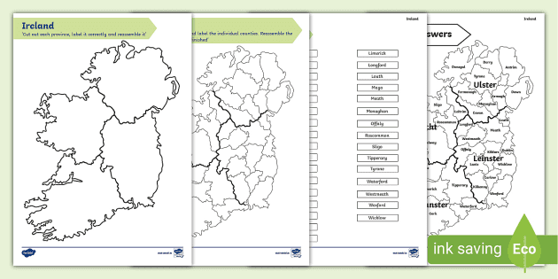 Map of ireland worksheet colour by number counts