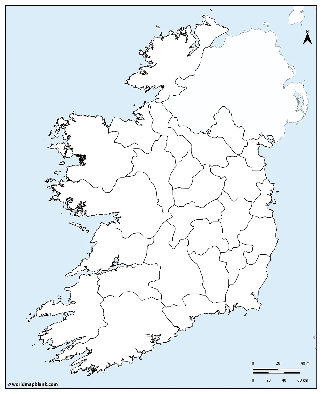 Ireland blank map â outline map of ireland pdf