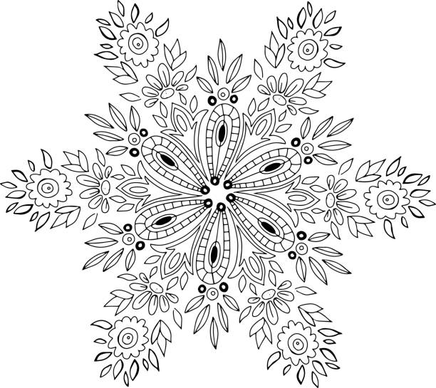 Snowflake coloring page stock illustrations royalty