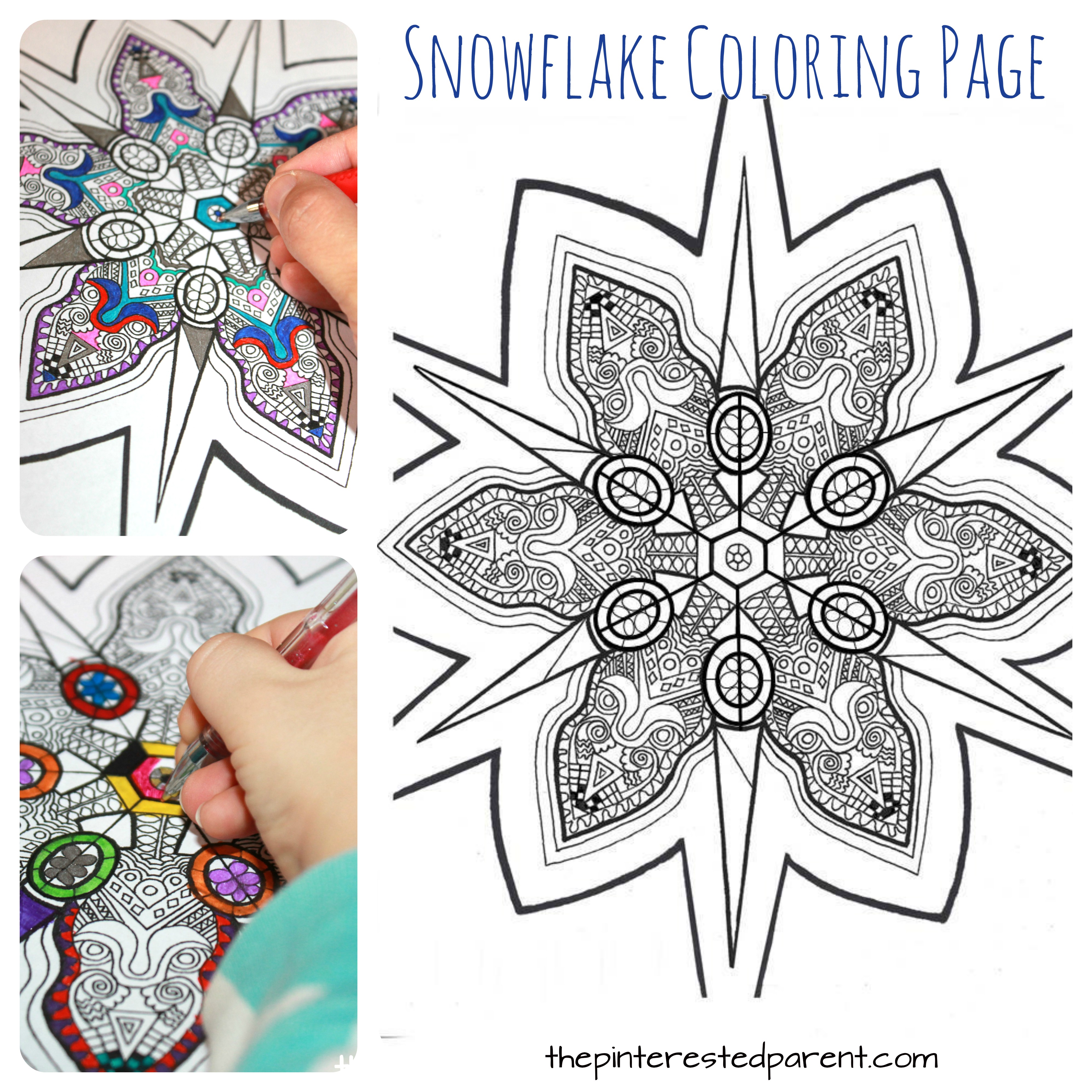 Printable snowflake coloring page â the pinterested parent