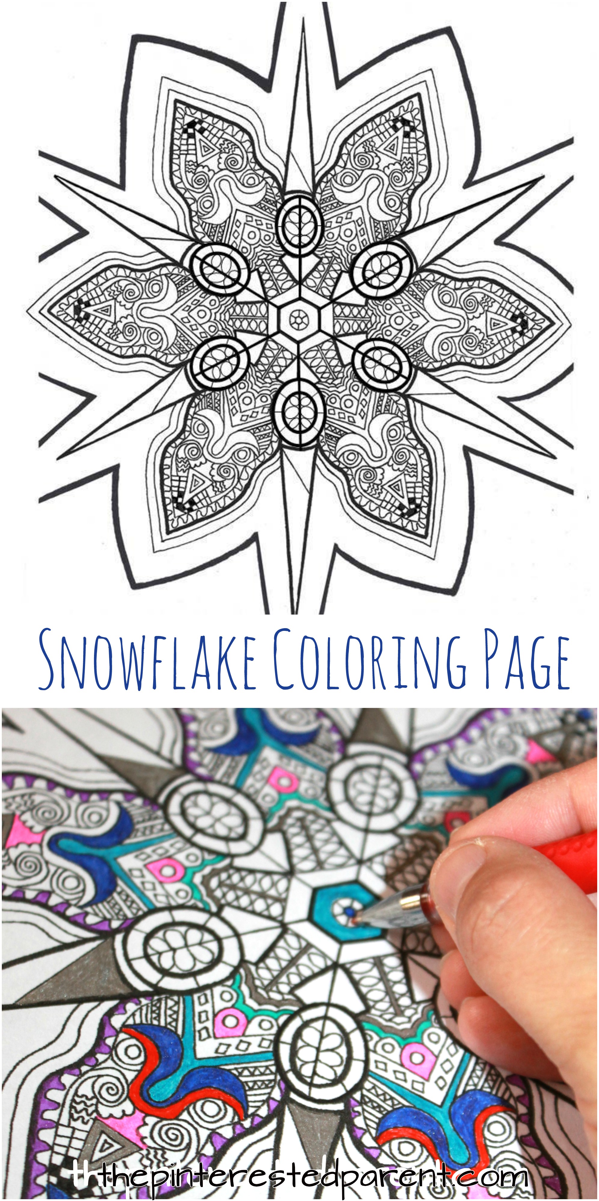 Printable snowflake coloring page â the pinterested parent