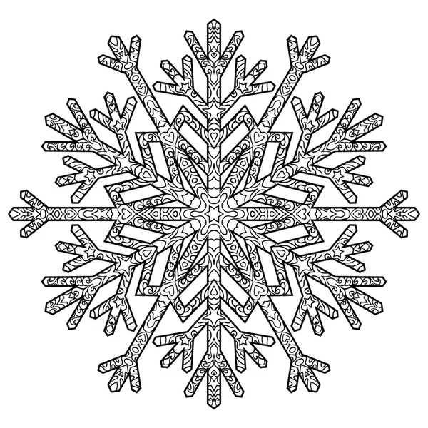 Coloring page with snowflake with editable line stock vector by lezhepyoka