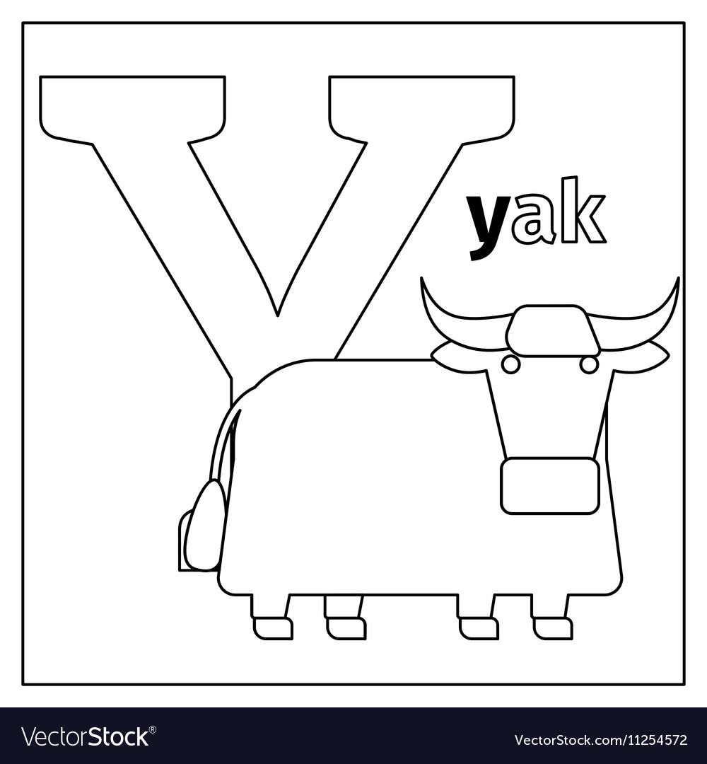 Yak letter y coloring page royalty free vector image