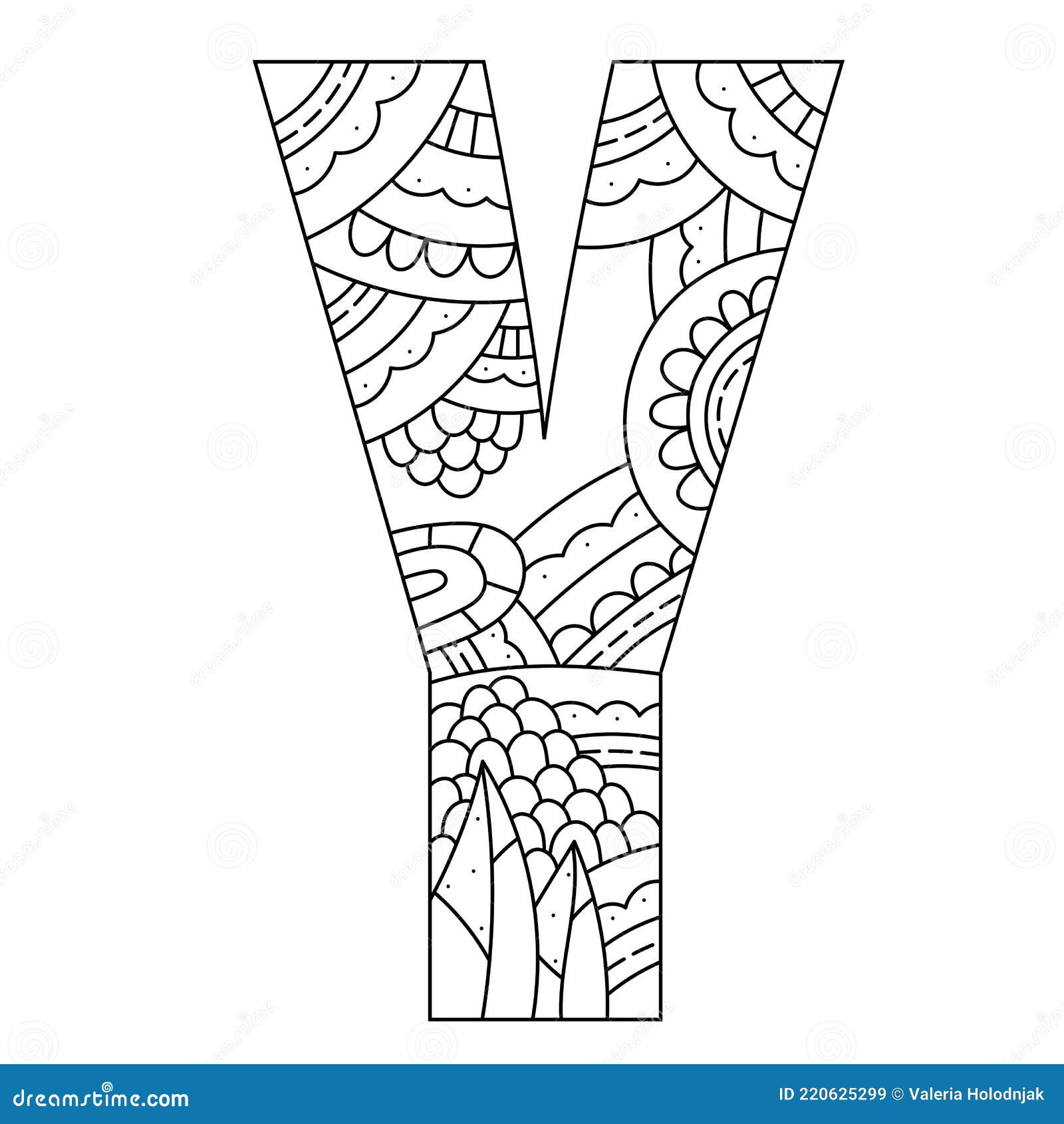 Alphabet coloring page capital letter vector illustration stock vector