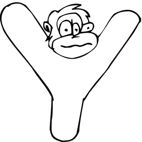 Letter y with monkey coloring page free printable coloring pages