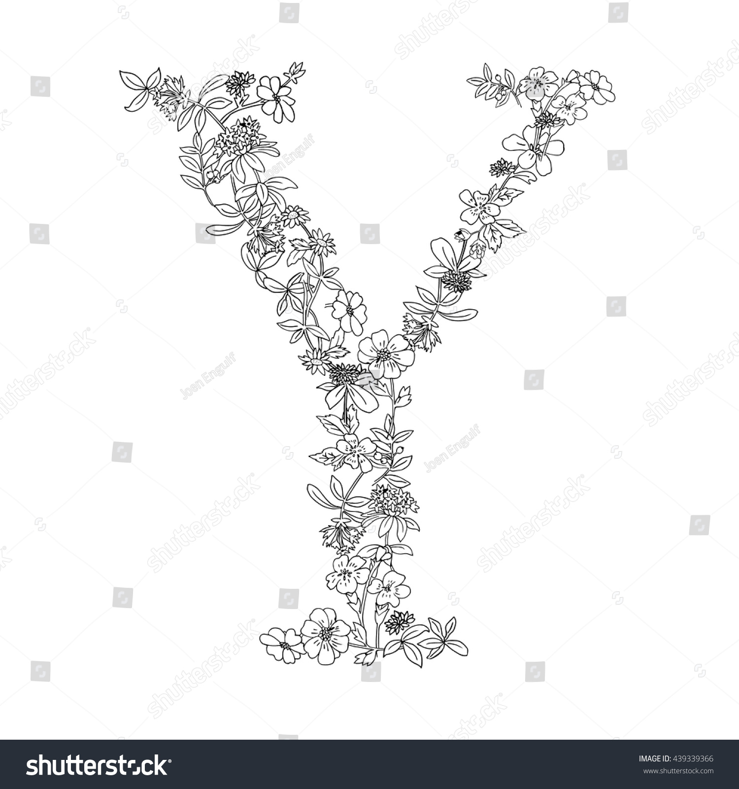 Elegant black white floral english typography stock vector royalty free