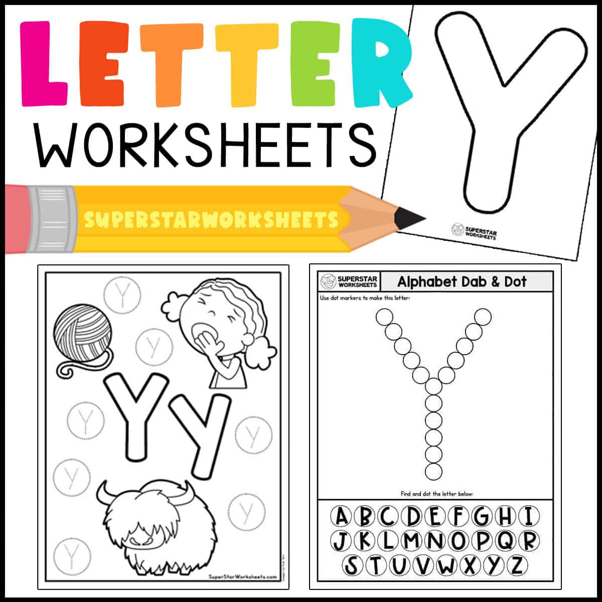 Letter y worksheets