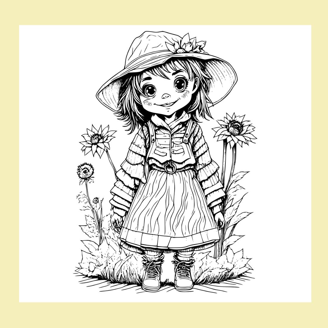 Coloring pages bundle for adultsa illustration of cute scarecrow character horror and creepy