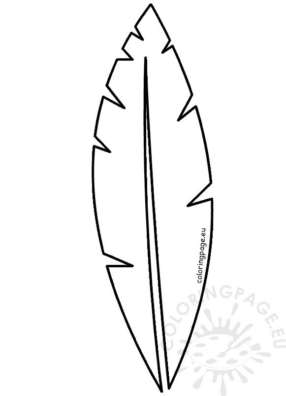 Large paper indian feather template coloring page