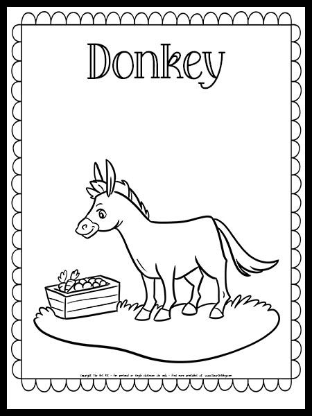 Donkey coloring page preschool arts and crafts farm coloring pages coloring pages