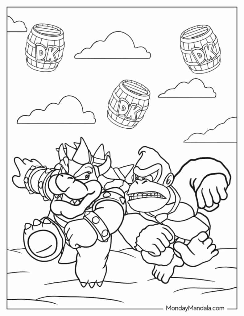 Donkey kong coloring pages free pdf printables