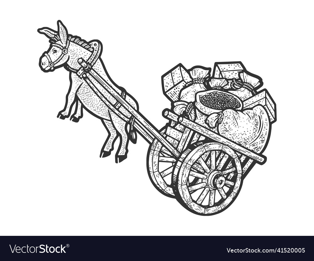 Overloaded donkey sketch royalty free vector image