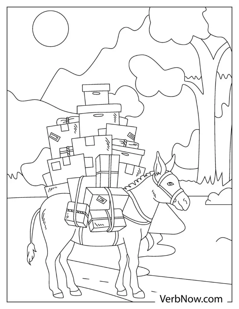 Free donkey coloring pages book for download printable pdf